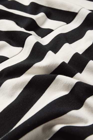 Women - Long sleeve top - striped - black / beige
