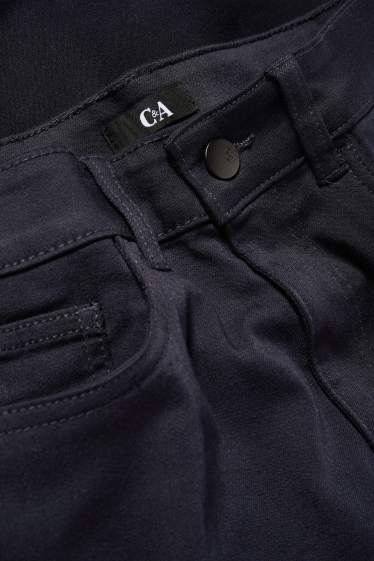 Femmes - Pantalon en toile - high waist - slim fit - bleu foncé