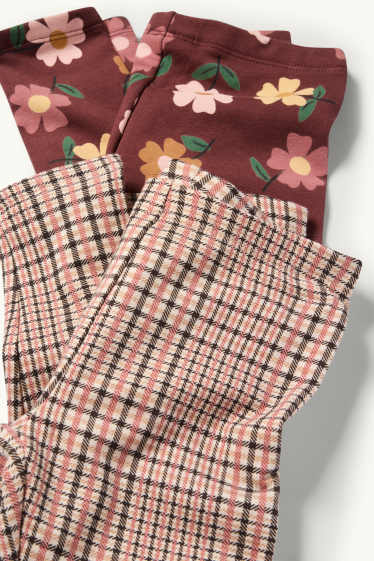 Enfants filles - Lot de 2 - leggings chauds - rose