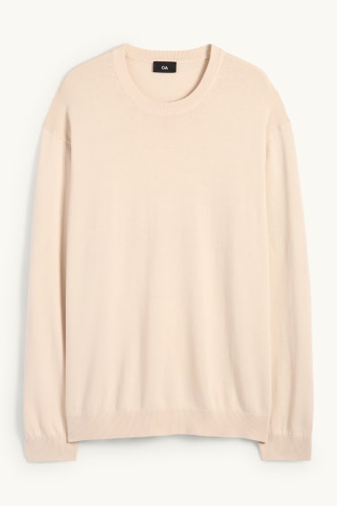 Herren - Feinstrick-Pullover - hellbeige