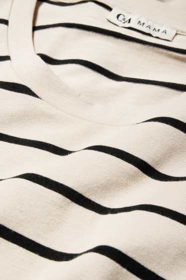 Women - Maternity long sleeve top - striped - light beige