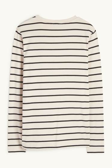 Women - Maternity long sleeve top - striped - light beige