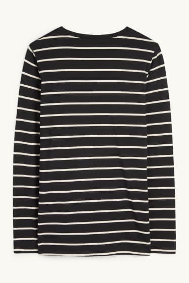 Women - Maternity long sleeve top - striped - black