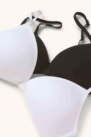 Kinder Mädchen - Multipack 2er - BH ohne Bügel - wattiert - schwarz / weiß