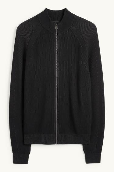 Home - Jaqueta de punt - acanalada - negre