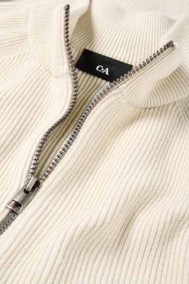 Hommes - Gilet en maille - finition côtelée - beige clair