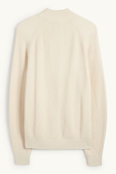 Hommes - Gilet en maille - finition côtelée - beige clair