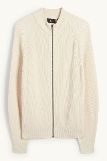 Hommes - Gilet en maille - finition côtelée - beige clair