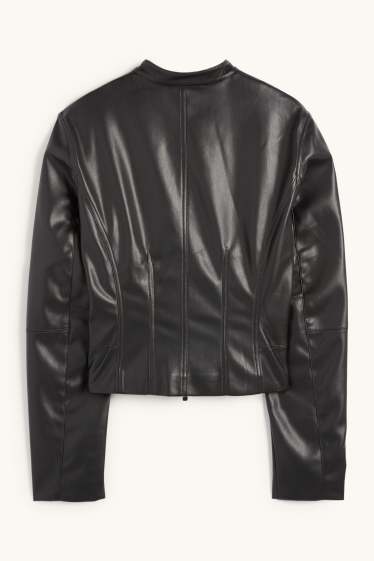 Damen - Jacke - Lederimitat - schwarz