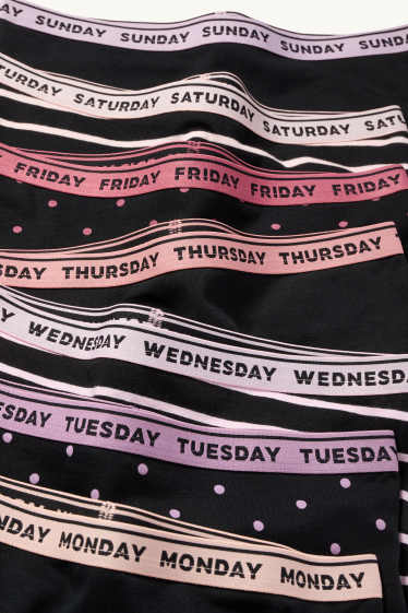 Enfants filles - Lot de 7 - jours de la semaine - caleçons - noir