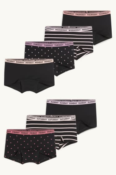 Enfants filles - Lot de 7 - jours de la semaine - caleçons - noir