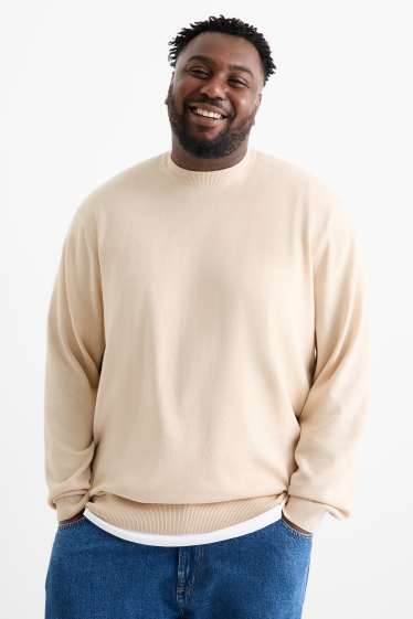 Herren - Feinstrick-Pullover - hellbeige