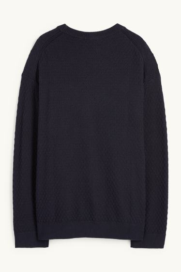 Herren - Pullover - strukturiert - dunkelblau