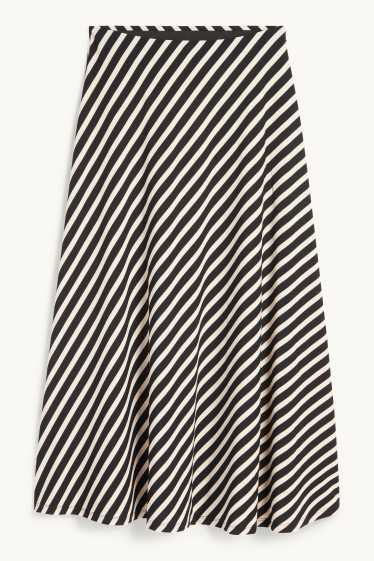 Women - Skirt - striped - black / beige