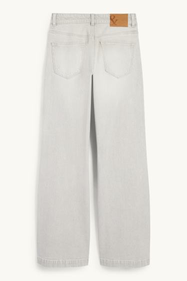 Damen - Loose Flared Jeans - Mid Waist - helljeansgrau