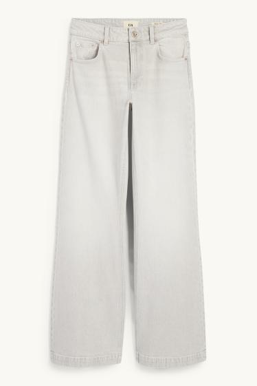 Damen - Loose Flared Jeans - Mid Waist - helljeansgrau