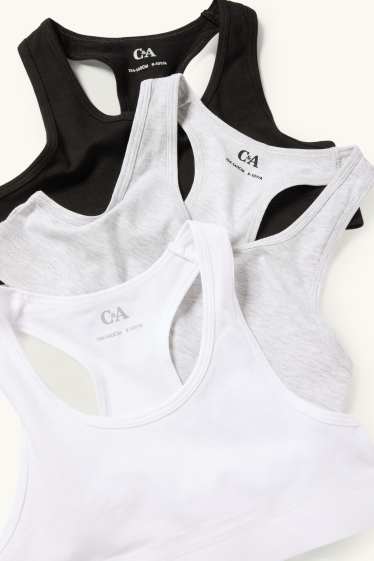 Kinderen: meisjes - Set van 3 - bustier - licht grijs-mix