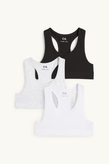 Kinderen: meisjes - Set van 3 - bustier - licht grijs-mix