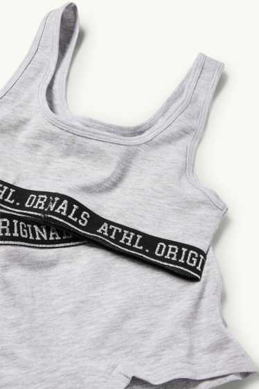 Kinder Mädchen - Set - Bustier und Boxershorts - 2 teilig - hellgrau-melange