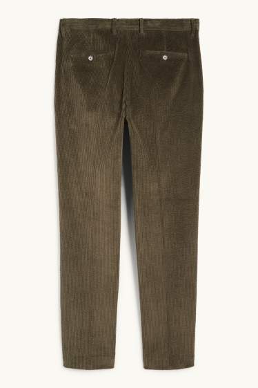 Bărbați - Pantaloni modulari din catifea - regular fit - stretch - verde închis