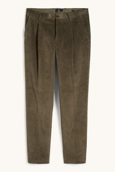 Bărbați - Pantaloni modulari din catifea - regular fit - stretch - verde închis