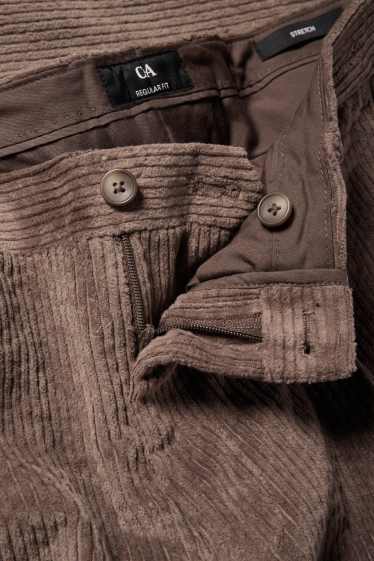 Bărbați - Pantaloni modulari din catifea - regular fit - stretch - maro