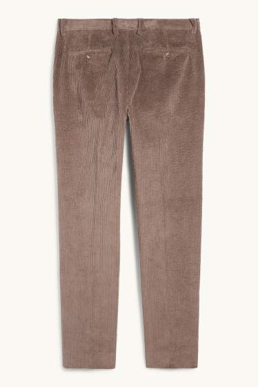 Bărbați - Pantaloni modulari din catifea - regular fit - stretch - maro