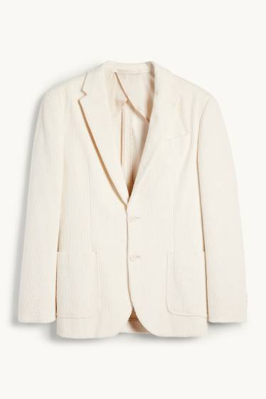 Herren - Cord-Baukasten-Sakko - Regular Fit - Stretch - cremeweiß