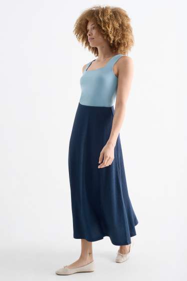 Femmes - Jupe - finition texturée - bleu foncé