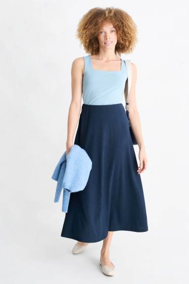 Femmes - Jupe - finition texturée - bleu foncé