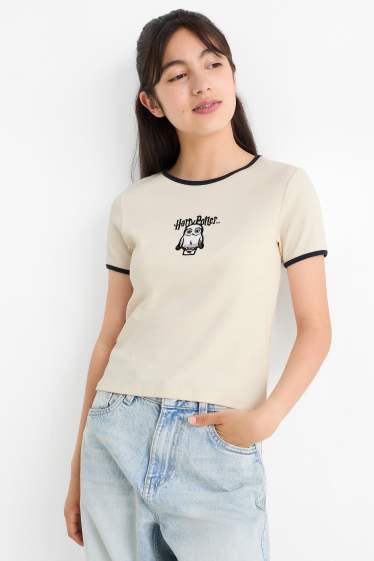 Children Girls - Harry Potter - short sleeve T-shirt - ribbed - cremewhite