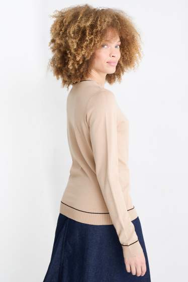 Femmes - Pull en maille fine - beige