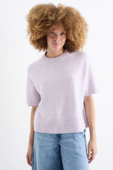 Femmes - Pull en maille - manches courtes - violet clair
