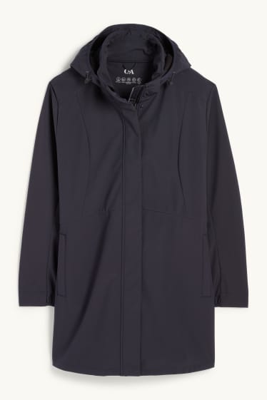 Femmes - Veste à coquille souple à capuche - déperlante - 4 Way Stretch - bleu foncé