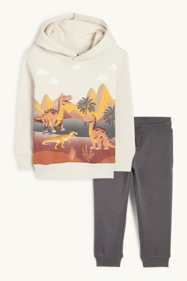 Copii - Băieți - Dinozaur - set - hanorac și pantaloni de trening - 2 piese - gri / bej