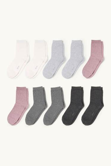 Femmes - Lot de 10 paires - chaussettes - gris / rose