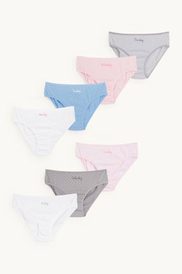 Bambine - Confezione da 7 - giorni della settimana - slip - blu / bianco