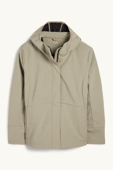 Donna - Giacca soft shell con cappuccio - idrorepellente - 4 Way Stretch - verde chiaro