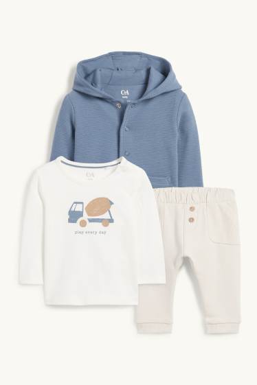 Baby Boys - Concrete mixer - baby outfit - 3 piece - blue
