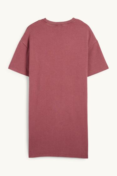 Dames - T-shirt-jurk - donker rose