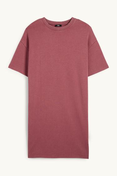Dames - T-shirt-jurk - donker rose