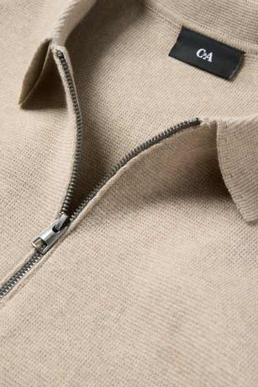 Home - Polo de mànigues llargues - de punt - beix clar