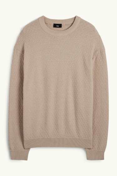 Heren - Trui - met structuur - beige
