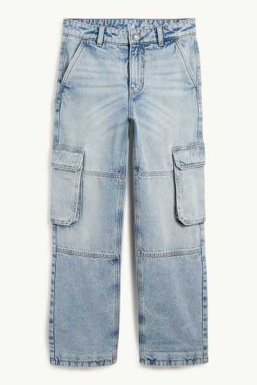 Kinder Buben - Cargo Jeans - Thermojeans - helljeansblau