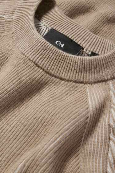 Herren - Pullover - gerippt - beige