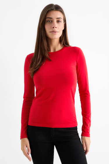 Femmes - Lot de 2 - hauts à manches longues - noir / rouge