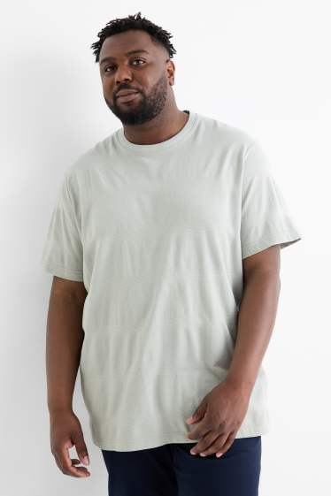 Men - T-shirt - regular fit - textured - light gray