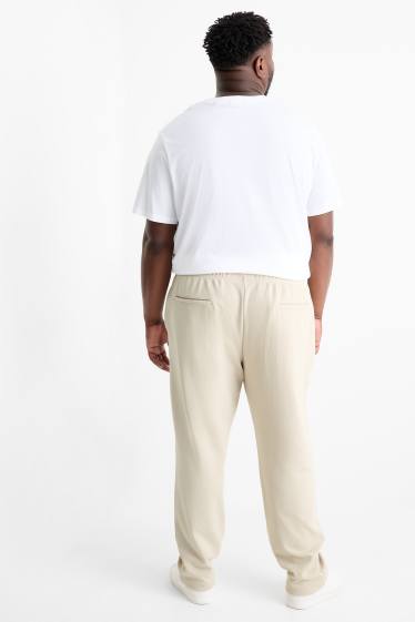 Men - Joggers - textured - light beige