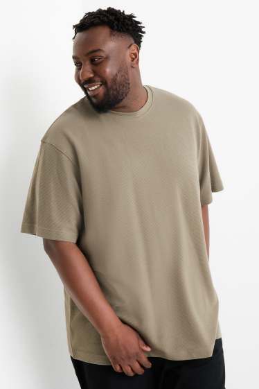 Herren - T-Shirt - Relaxed Fit - gerippt - khaki