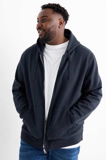 Hommes - Sweat zippé à capuche - bleu foncé